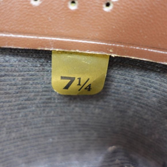 VINTAGE KNOX Hat Adult 7 1/4 Brown Panama Straw Trilby Jazz Cuban Summer 90s - Picture 11 of 16